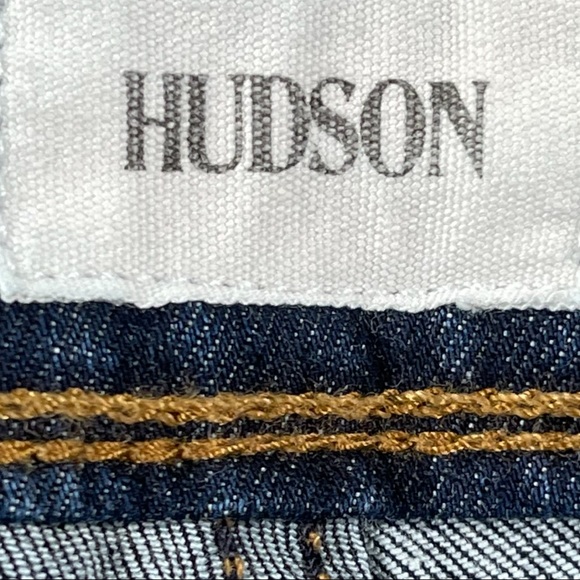 Hudson size 30 medium wash bootcut button flap back pocket distressed jeans EUC - Picture 16 of 16
